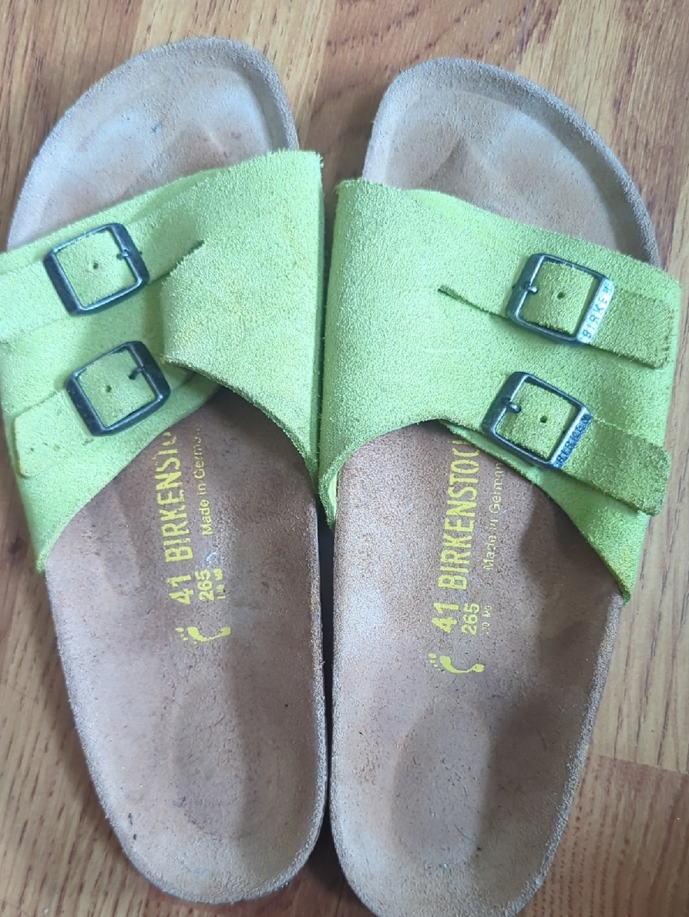Birkenstock Kids Lime Green Suede Double-Buckle Sandals